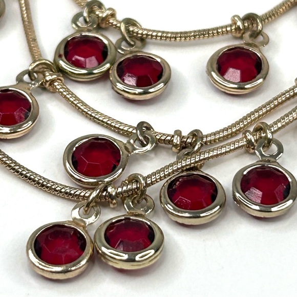 Anne Klein  Red Dangles Gold Tone Multi Stand Necklace - Picture 2 of 7
